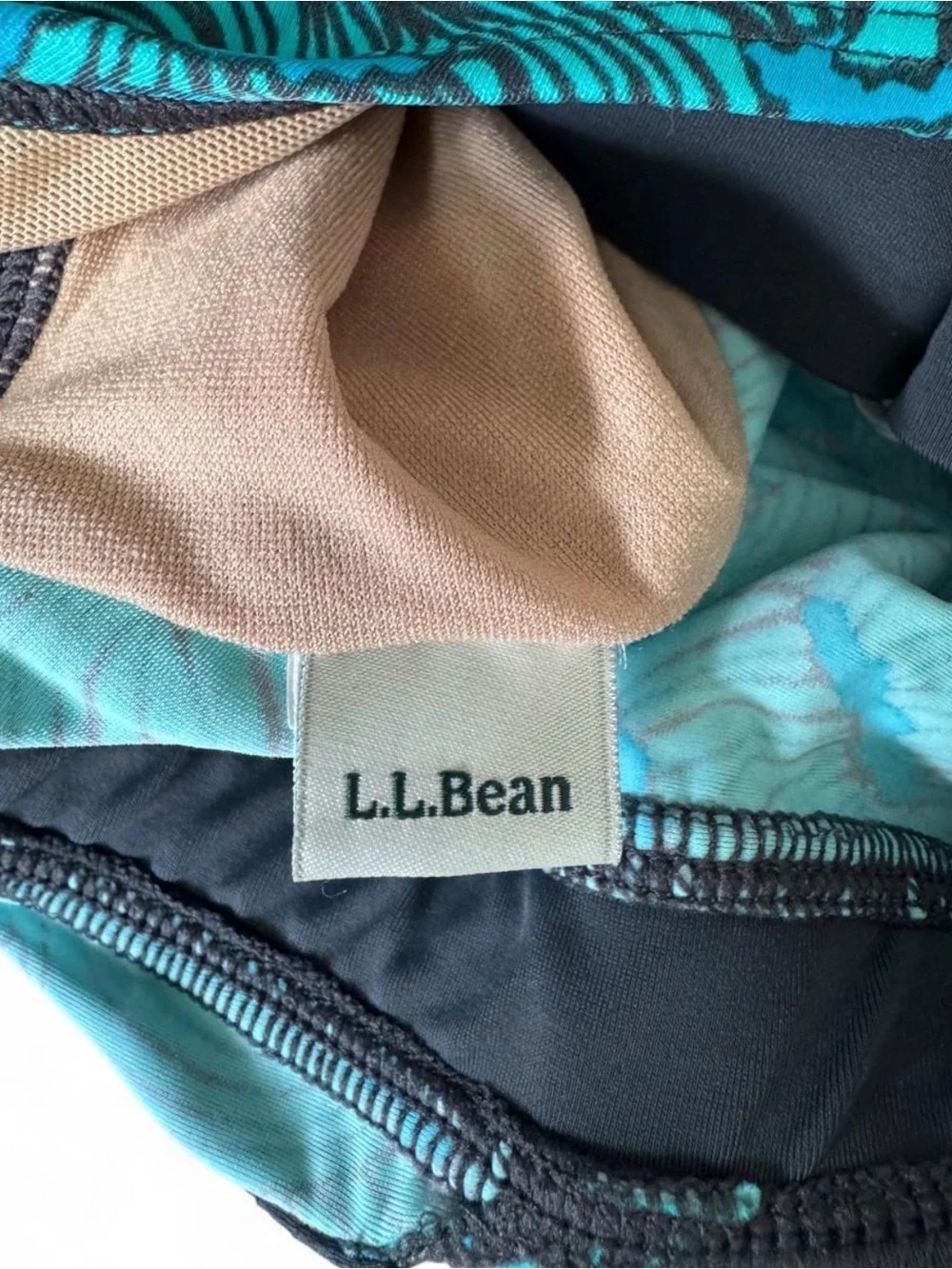 L.L. Bean Blue Wave-Print Tankini Top - V-Neck Swim Top